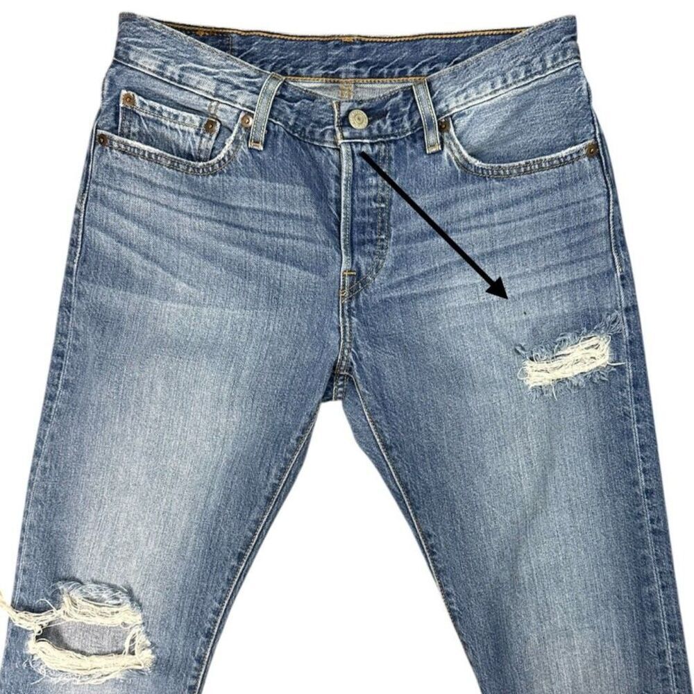 Levi's 501 Orginal Fit Distressed Straight Leg Jean Size: No Size - Picture 3 of 6
